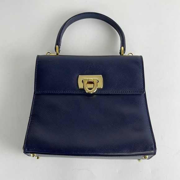 Vintage SISO Made in Italy Handbag Navy Blue - Picture 1 of 16